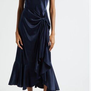 CINQ À SEPT Vivienda Silk Dress In Navy - size 6- NEW